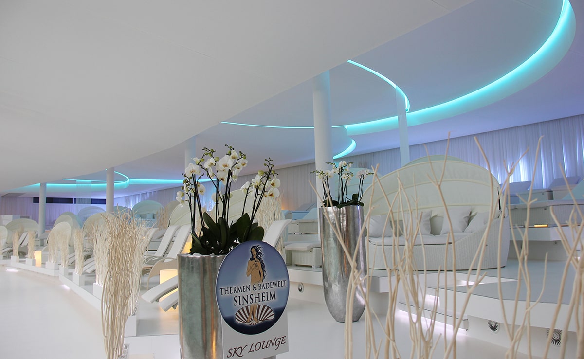 Gewebespanndecke Schwimmbad weiss