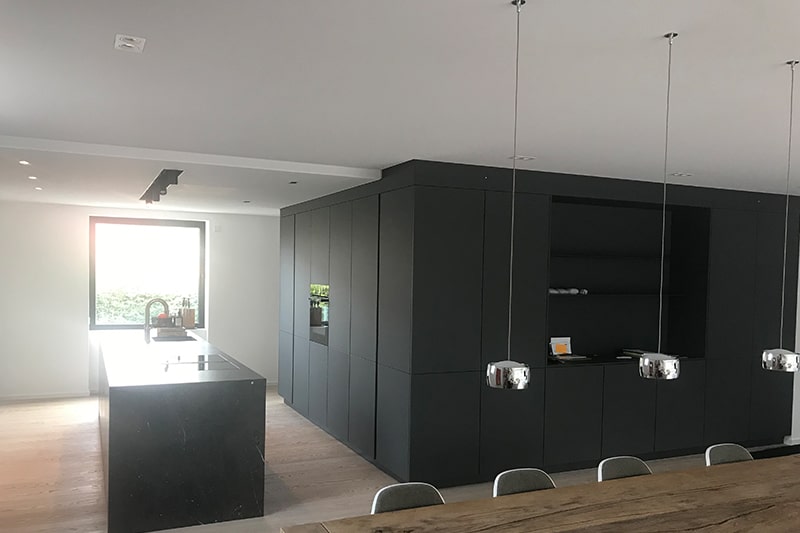 Galerie Spanndecke Küche Gewebe Spanndecke weiss matt mit Hängelampen und Einbaustrahlern